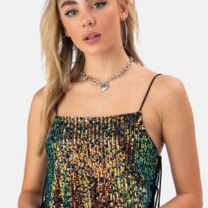 Topshop Sequin Crop Top | Size 8